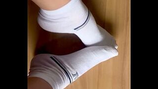 Sweaty feet after the gym, foot fetish