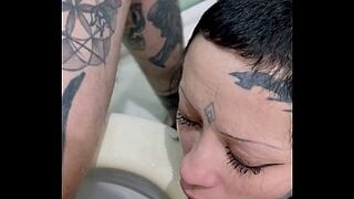 I do everything for Daddy: i piss on his big cock, drink his piss, deepthroat, and a messy finish