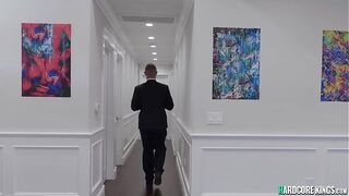 Abella Danger is brought to secret society where naked couple Marica Hase and Damon Dice waiting for her and then they are fucking her in threesome