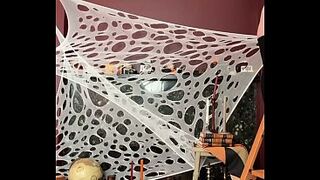 Thick Curvy Bea York Behind Scenes Halloween Decorating in Lingerie