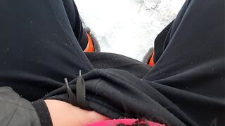 Hot female masturbation in a public place