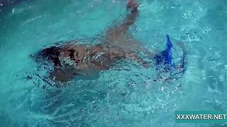 Hungarian teen Candy gets horny in the swimming pool