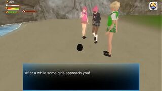 3D game Studentgirls piss on beach
