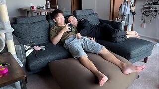 【Sneak peak】Perverted girl came close to the guy chilling on sofa and...