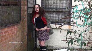Sexy amateur flasher Beaus outdoor striptease and voyeur exhibitionism of winter