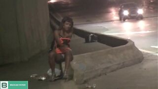 She was very naughty, showing ass in the street.