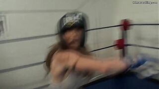 White Muscle Girl Boxing